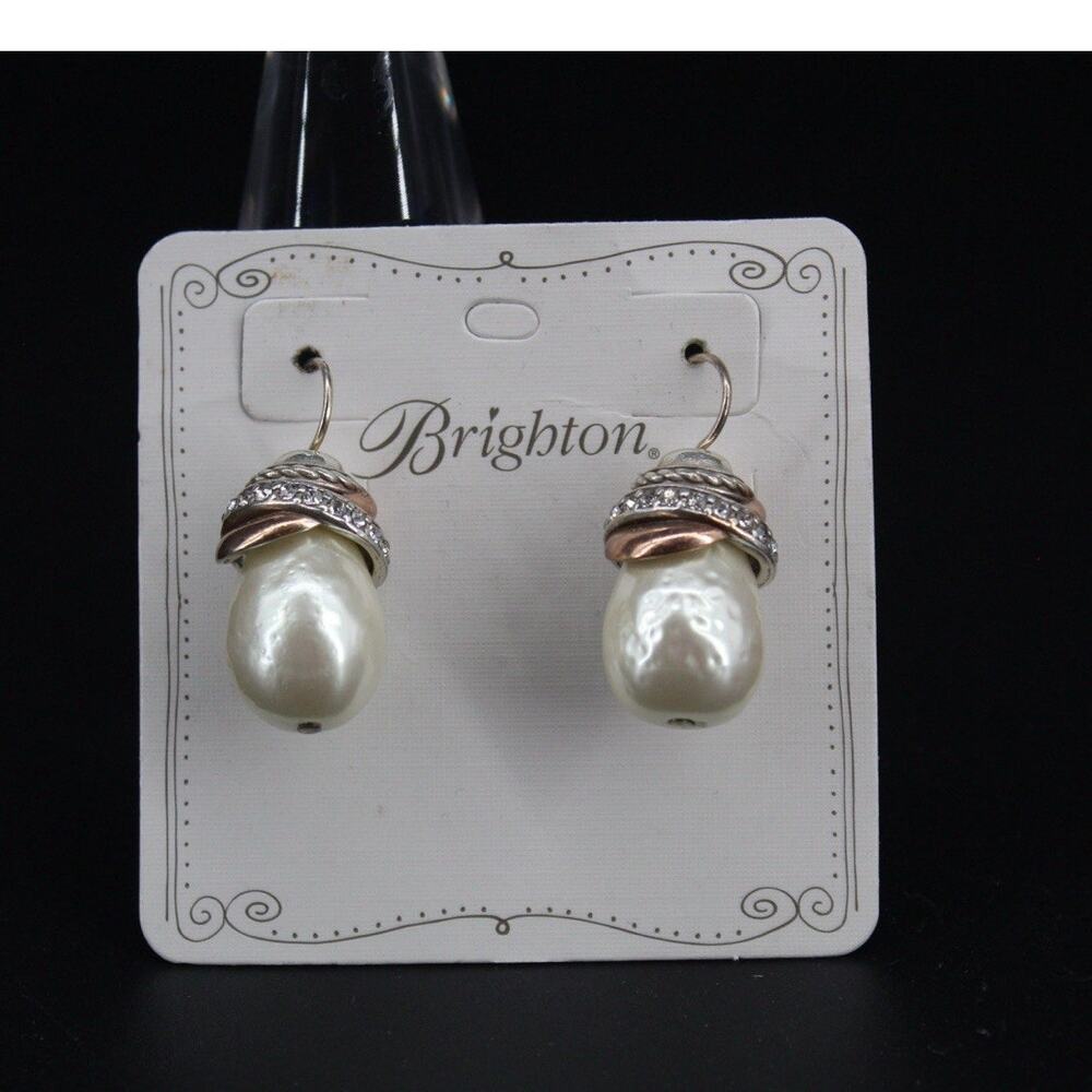 Brighton Earrings Neptune's Rings White Pearl Earrings French Wire NWT